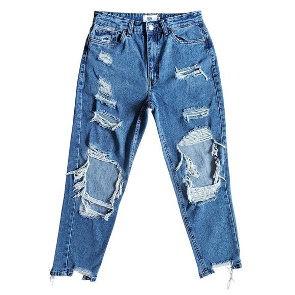 Refuge Baggy Jeans Women 9 Mom Distressed Denim High Rise 90s Straight Oversized - Picture 1 of 8
